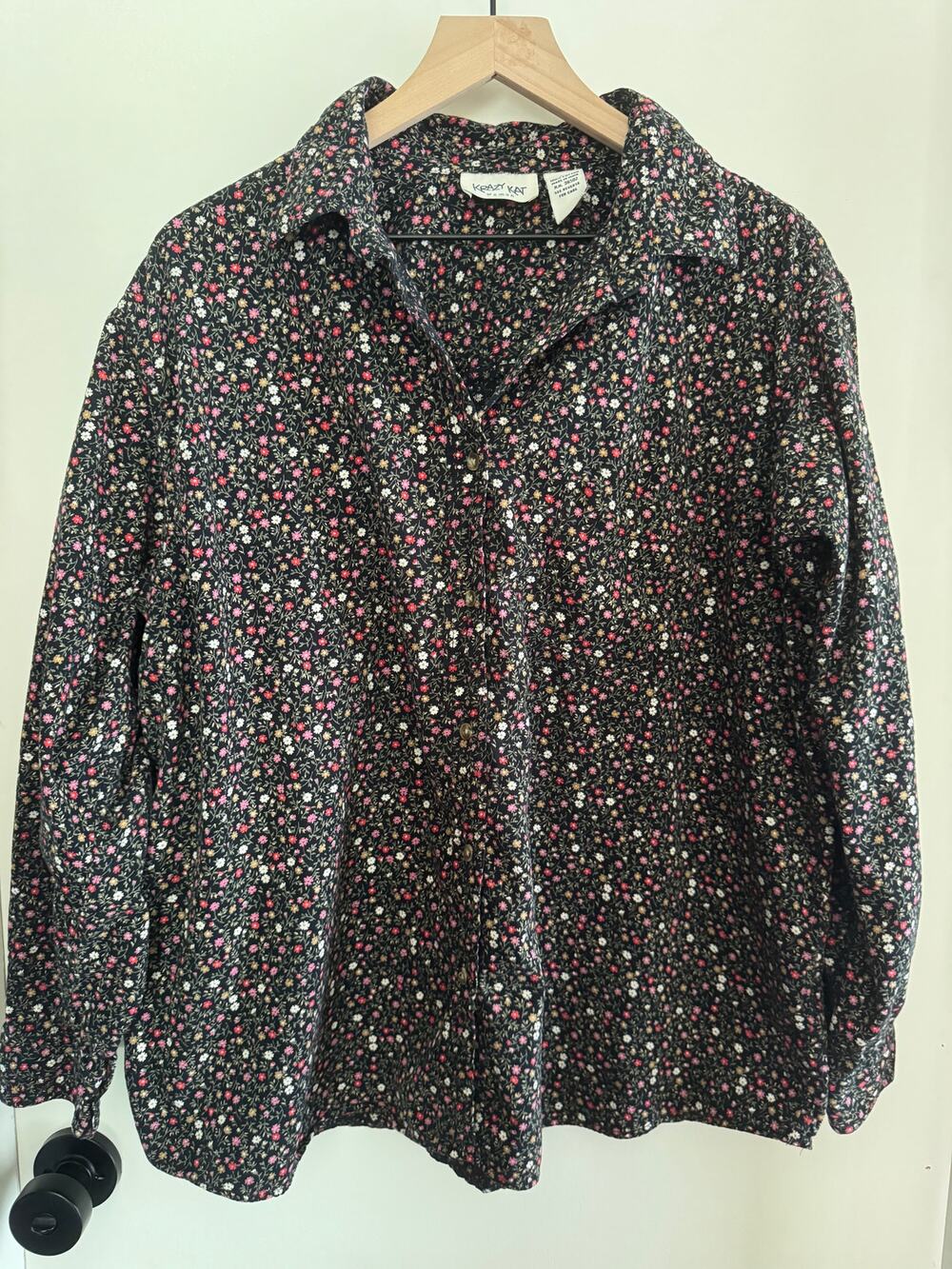Vintage mini wale floral corduroy button up l/s shirt